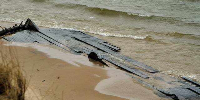 The wreck is about one third to a half reburied in the sand, according to the West Michigan Underwater Preserve (WMUP).