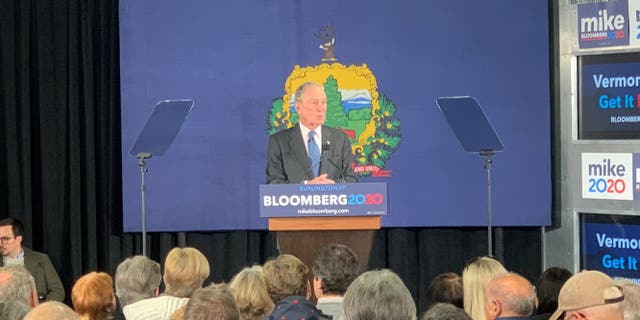 Democratic presidential candidate Mike Bloomberg holds a campaign event in Burlington, Vermont on Jan. 27, 2020