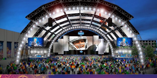 NFL Draft rendering of the main stage, located by Caesars Forum.