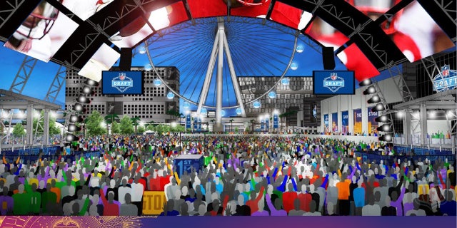 NFL Draft rendering of fans gathered near the Caesars Forum.