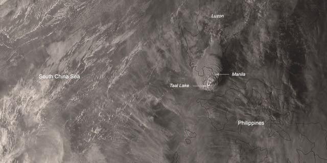 The Himawari-8 satellite captured an image of the Philippines during the aftermath of the Taal volcano’s eruption. (NOAA)