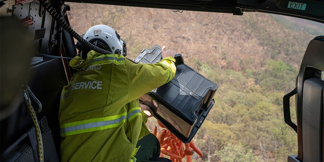 NSW's National Parks and Wildlife Service staff dropping the vegetables from a helicopter