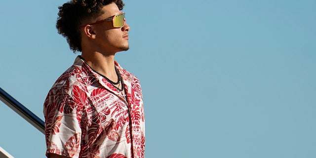 Kansas City Chiefs' Patrick Mahomes arrives for the NFL Super Bowl LIV football game Sunday, Jan. 26, 2020, at the Miami International Airport in Miami. (AP Photo/David J. Phillip)