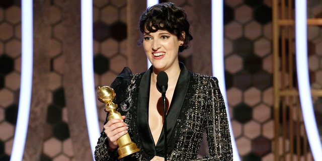 This image released by NBC shows Phoebe Waller-Bridge accepting the award for best actress in a comedy series for 