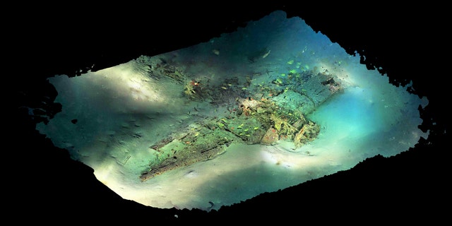 Image of the crashed off Hawaii created from high-resolution video data from a remotely operated vehicle from RV Petrel.