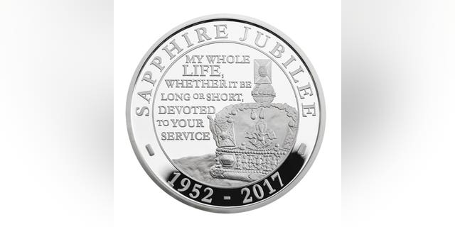 A special Sapphire Jubilee coin made for the Queen's special occasion.