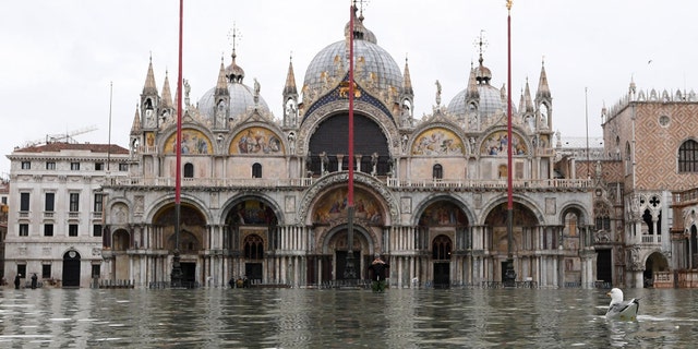Saint Mark's Basilica was flooded in mid-November. The adjacent piazza was also submerged in three feet of water.