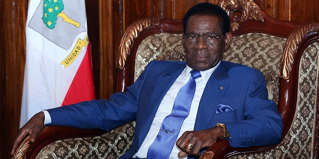 The President of Equatorial Guinea, Teodoro Obiang Nguema meets with Prime Minister of Ethiopia Hailemariam Desalegn (not seen) at Addis Ababa Bole International Airport in Addis Ababa, Ethiopia on February 21, 2018. (Photo by Minasse Wondimu Hailu/Anadolu Agency/Getty Images)