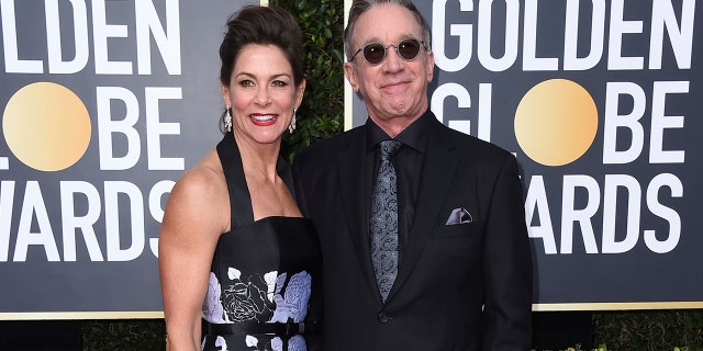 Jane Hajduk, left, and Tim Allen arrive at the 77th annual Golden Globe Awards at the Beverly Hilton Hotel on Sunday, Jan. 5, 2020, in Beverly Hills, Calif. (Photo by Jordan Strauss/Invision/AP)