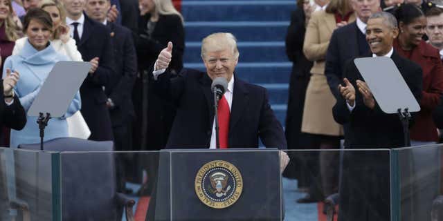 President Trump speaks after being sworn in as President of the United States, January 20, 2017.