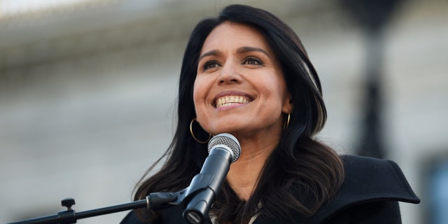 Democratic presidential contender Tulsi Gabbard at a Martin Luther King Jr. Day rally on Monday, Jan. 20, 2020, in Columbia, S.C. (AP Photo/Meg Kinnard)