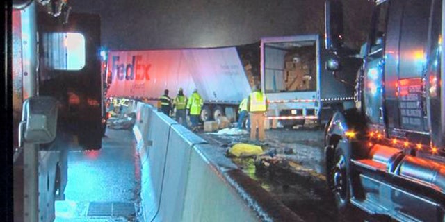 Emergency crews respond to a fatal crash on the Pennsylvania Turnpike in Mount Pleasant Township early Sunday morning, Jan. 5, 2020.