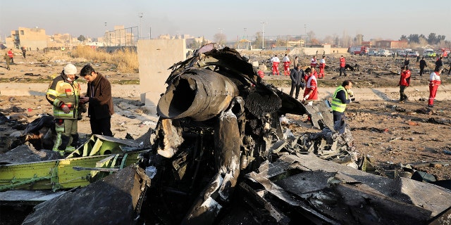 Debris at the scene where a Ukrainian plane crashed in Shahedshahr southwest of the capital Tehran, Iran, on Wednesday. Iran announced Saturday that its military “unintentionally” shot down the Ukrainian jetliner after the government had repeatedly denied Western accusations that it was responsible. (AP Photo/Ebrahim Noroozi, File)
