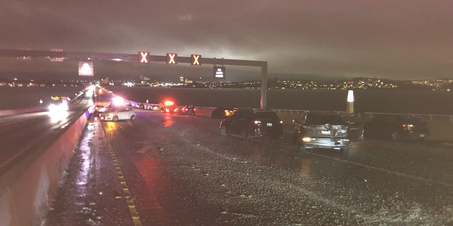 A total of 30 cars were involved in a series of crashes on an icy bridge in the Seattle area during the Monday evening rush hour.