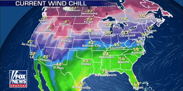 Bitter cold conditions were reported in Canada and along the northern tier of the country on Wednesday morning.
