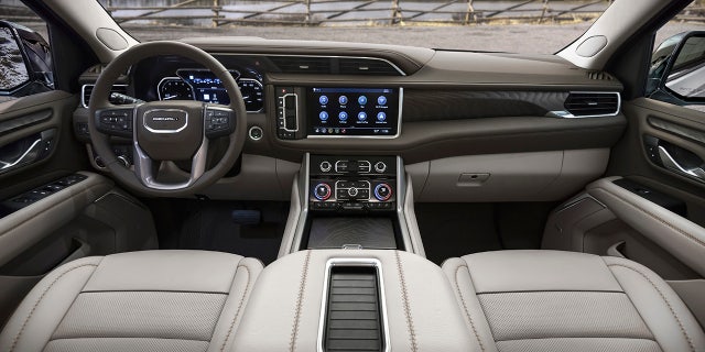 The Yukon Denali's dashboard design is unique in the lineup.