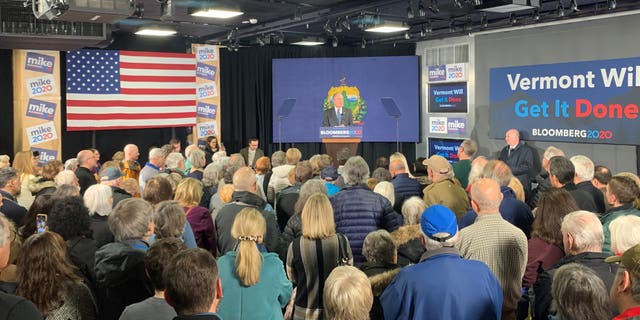 Mike Bloomberg campaigning in Vermont on Monday. (Kelly Phares/Fox News).