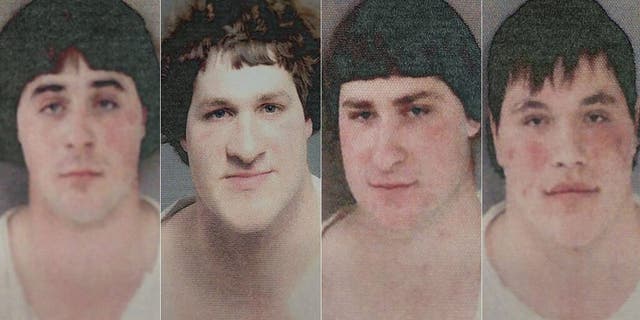 These four underage men were arrested after they were spotted throwing beer cans from their horse-drawn buggy.