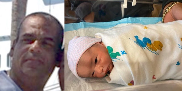 One-week-old Andrew Caballeiro and his father, Ernesto Caballeiro, 49.