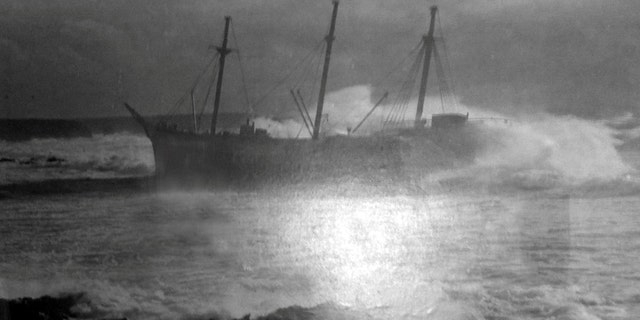Archive photo of the wrecked SV Carl when it was beached at Booby’s Bay, Cornwall. (Credit: SWNS)