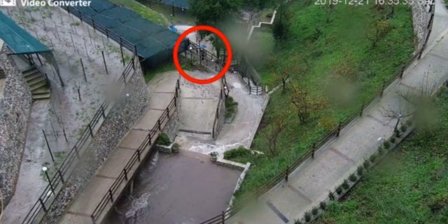 A person can be seen standing right before a landslide strikes in Cetara, Italy on Dec. 21, 2019.