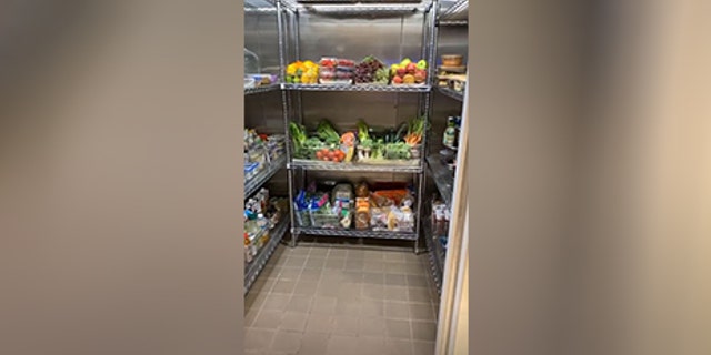 Continuing on the tour, Kardashian West goes up the stairs into her state-of-the-art kitchen and reveals a walk-in fridge fully stocked with organic produce.