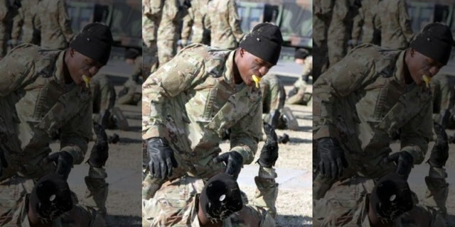 Jimmy Legree, 28, began Basic Combat Training at Fort Sill in Oklahoma back in December after enlisting in the Army to pursue a career as a communications specialist - something he says was always a childhood goal. 