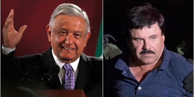 Mexican President Andrés Manuel López Obrador, left, closed out 2019 with a parting shot at his predecessors, saying imprisoned drug kingpin Joaquín "El Chapo" Guzmán Loera had had the same power as the country's presidents.