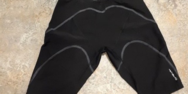 The form-fitting cycling shorts the suspect is accused of trying to hide the phones in.