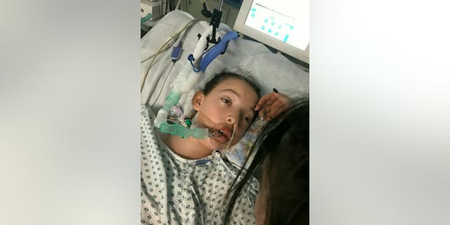 Kiah Stone-Richards in the hospital fighting off a sepsis infection.