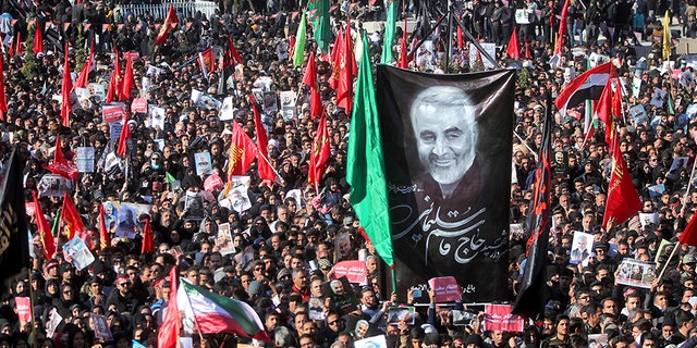 The leader of Iran's Revolutionary Guard threatened on Tuesday to "set ablaze" places supported by the United States over the killing of Gen. Qassem Soleimani last week. (AP/Tasnim News Agency)