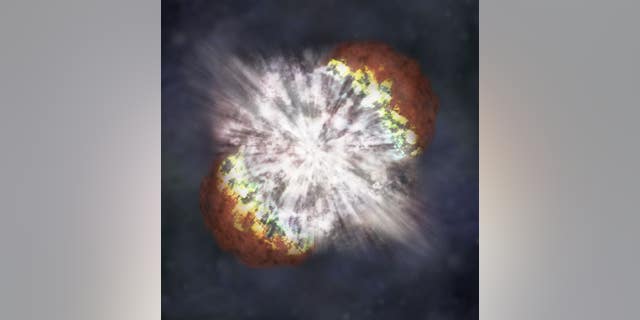 This NASA illustration shows what the super-luminous supernova SN 2006gy may have looked like.