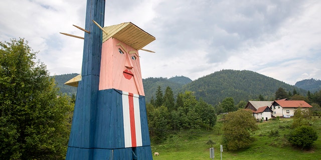 Statue mocking Trump torched in Slovenia