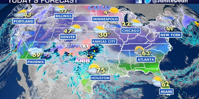 The forecast across the U.S. on Jan. 16, 2020.