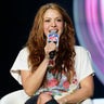 NFL Super Bowl 54 football game halftime performer Shakira answers questions at a news conference, Jan. 30, 2020, in Miami.