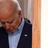 Democratic presidential candidate former Vice President Joe Biden pauses for a moment of silence in memory of Bryant.