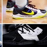 Atlanta Hawks guard Trae Young's, New Orleans Pelicans guard Josh Hartshoes, Phoenix Suns forward Kelly Oubre Jr. and Toronto Raptors guard Kyle Lowry wear shoes with a tribute to Kobe Bryant during basketball games today.