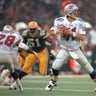 NEW ORLEANS, LA - JANUARY 26: Drew Bledsoe #11 of the New England Patriots drops back to pass against the Green Bay Packers during Super Bowl XXXI January 26, 1997 at the Louisiana Superdome in New Orleans, Louisiana . The Packers won the game 35-21.