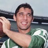 June 29,1965, New York: Joe Namath, new rookie quarterback of the New York Jets, shows the passing style that made the Jets anxious to sign him after he graduated from the University of Alabama.