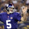 TAMPA, UNITED STATES: New York Giants' quarterback Kerry Collins prepares to throw a pass during first quarter action of Super Bowl XXXV 28 January 2001 in Tampa, Florida. The New York Giants and the Baltimore Ravens are playing for the Vince Lombardi Trophy and the title of NFL champions. AFP PHOTO/Jeff HAYNES