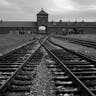 The railway tracks that took hundreds of thousands of people to gas chambers to be murdered, inside the former Nazi death camp of Auschwitz-Birkenau, in German-occupied Poland.