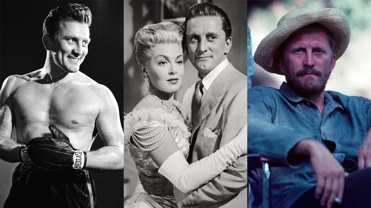 Left to right: Kirk Douglas in "Champion," Douglas and Lana Turner in "The Bad and the Beautiful" and Douglas as Vincent van Goh in "Lust for Life."