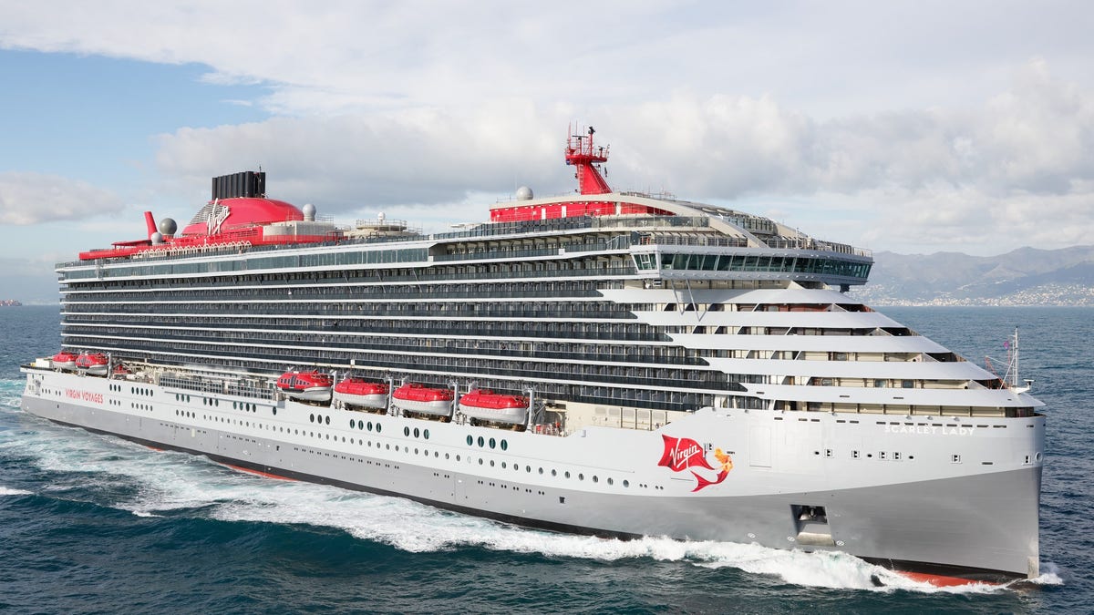 Sir Richard Branson has formally christened the first ocean liner, the Scarlet Lady, pictured, of his new luxury Virgin Voyages cruise company.