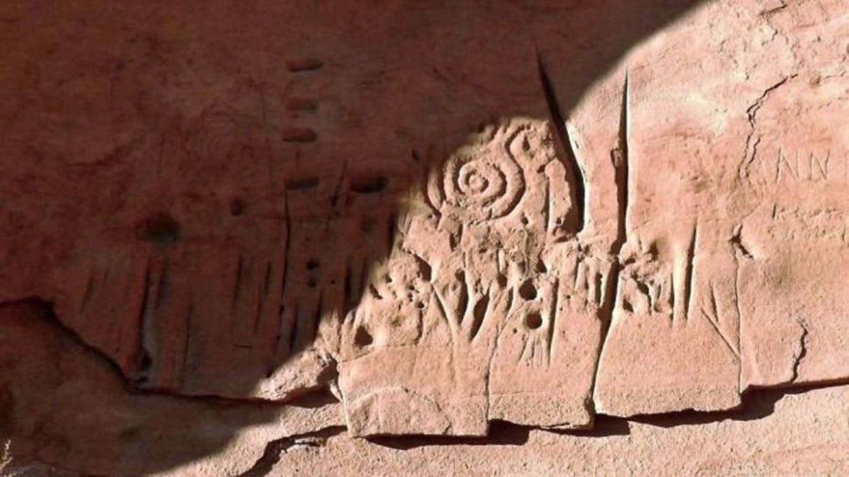 The spiral patterns that appear prominently in the rock carvings are thought to be a symbol among ancestral Pueblo peoples for the sky or the sun. (Credit: Jagiellonian University)