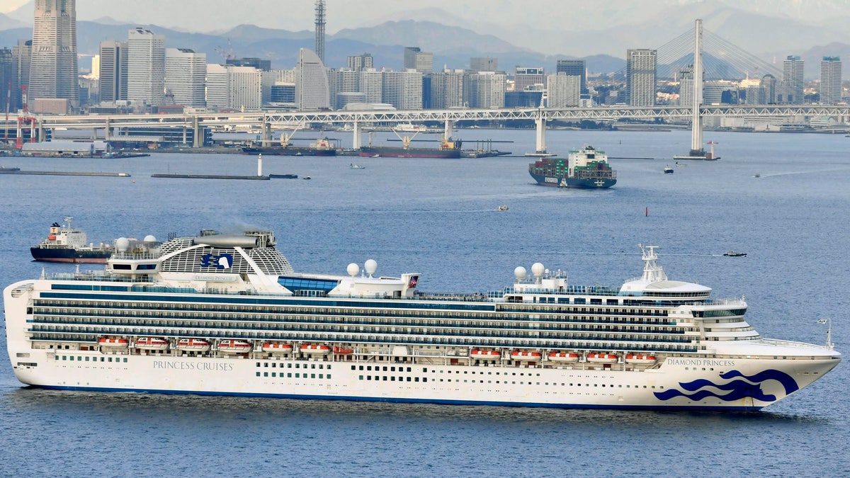 A team of quarantine officials and medical staff boarded the ship on Monday and began medical checks of everyone on board, a health ministry official said on condition of anonymity, citing department rules. (Kyodo News via AP)