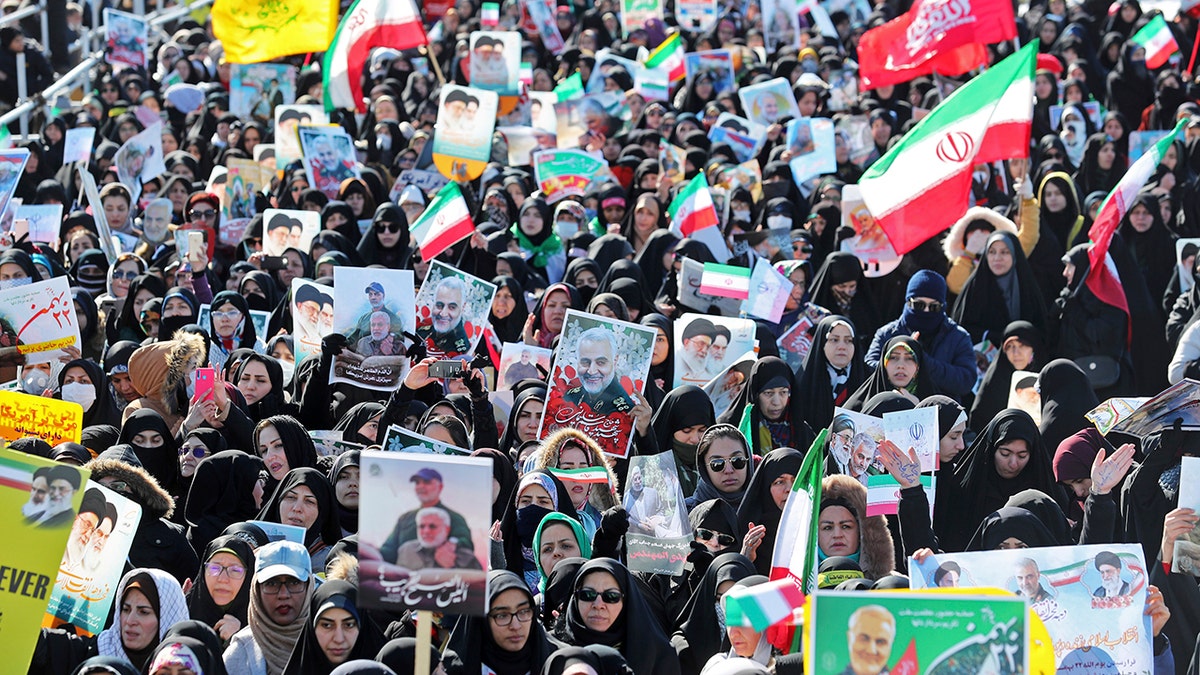 Iranians attend an annual rally at Azadi (Freedom) Square celebrating 41st anniversary of Islamic Revolution, in Tehran, Iran, Tuesday, Feb. 11, 2020. (AP Photo/Ebrahim Noroozi)