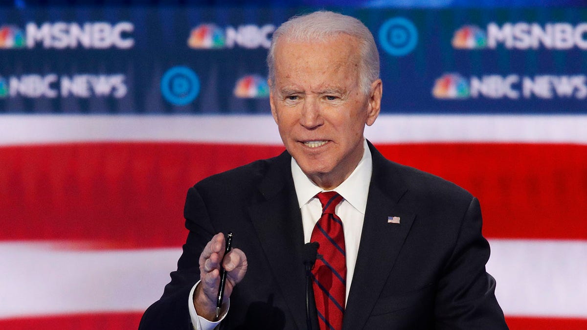 Democratic presidential candidate, former Vice President Joe Biden speaks during a Democratic presidential primary debate Wednesday, Feb. 19, 2020, in Las Vegas. (Associated Press)