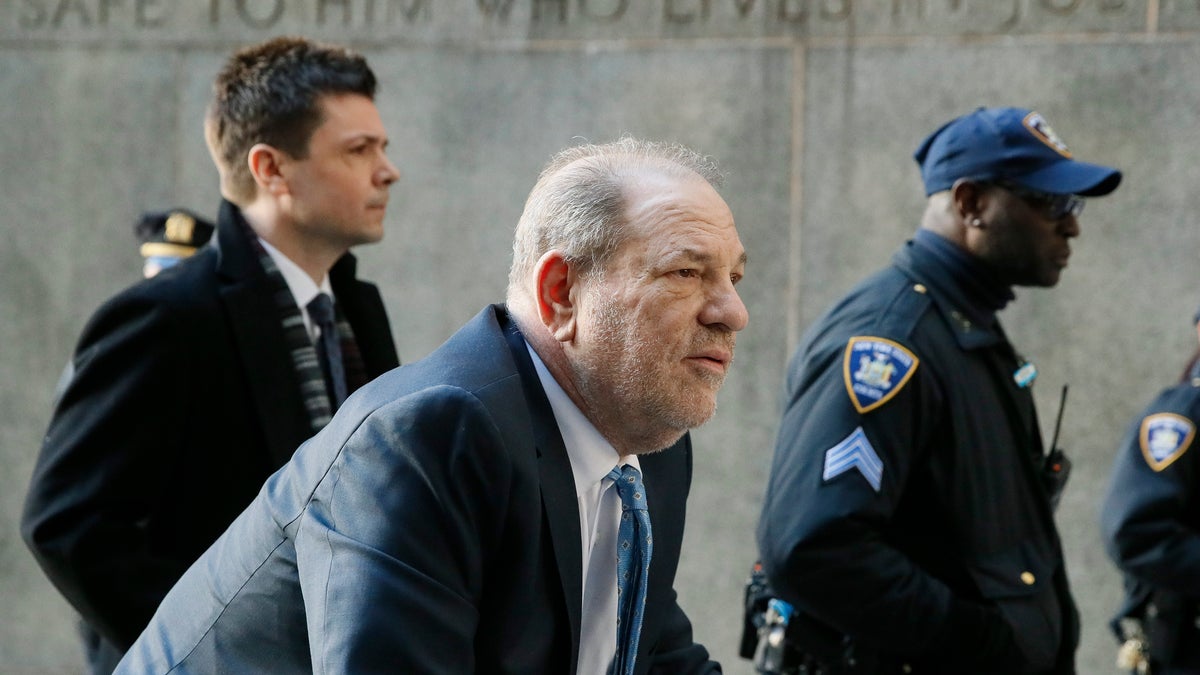 Harvey Weinstein arrives at a Manhattan courthouse for jury deliberations in his rape trial, Monday, Feb. 24, 2020, in New York. 