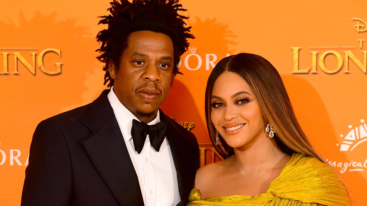 Jay-z and Beyonce attending Disney's The Lion King European Premiere held in Leicester Square, London. 