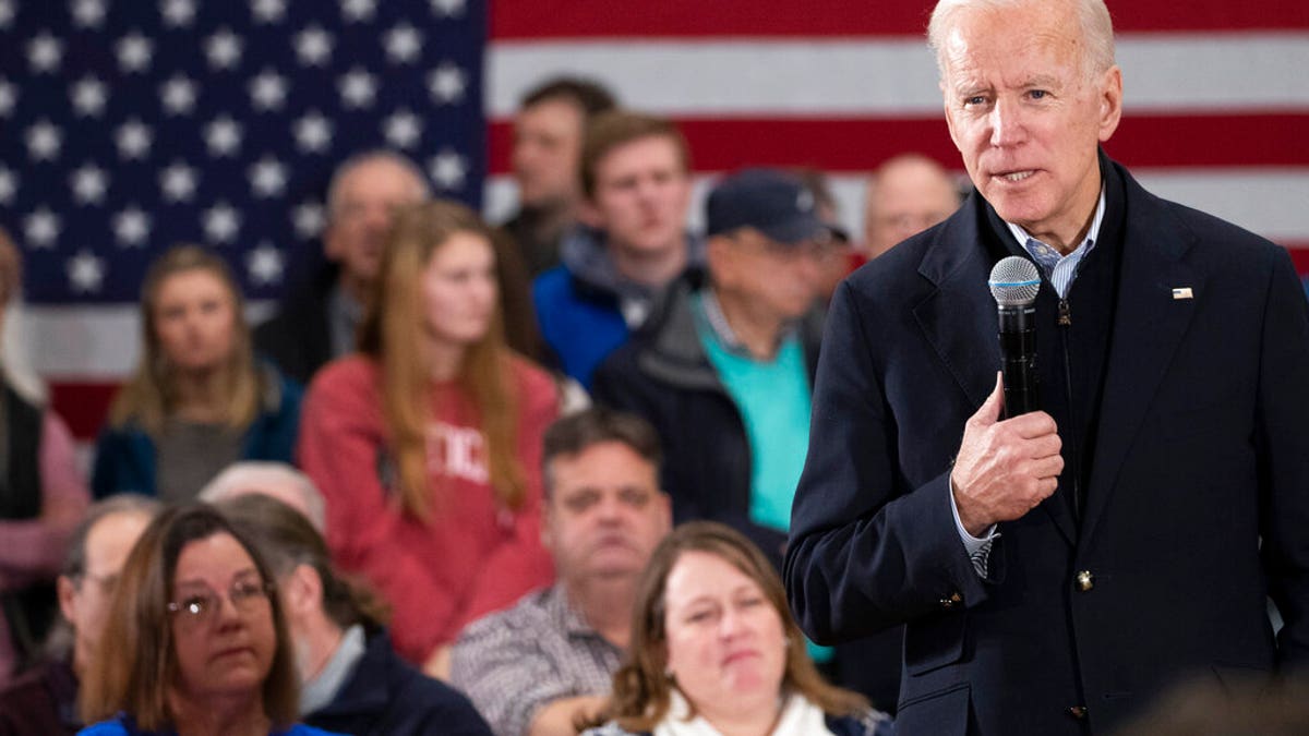 Democratic presidential candidate and former Vice President Joe Biden speaks during a campaign rally, Sunday, Feb. 9, 2020, in Hudson, N.H. (AP Photo/Mary Altaffer)